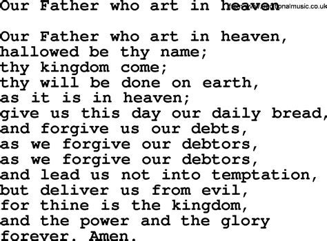 our father who art in heaven song how does it reflect the human condition?